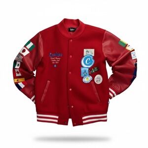 Cookies Varsity Jacket Red Leather Patches World Famous Est 1993 Mens Large